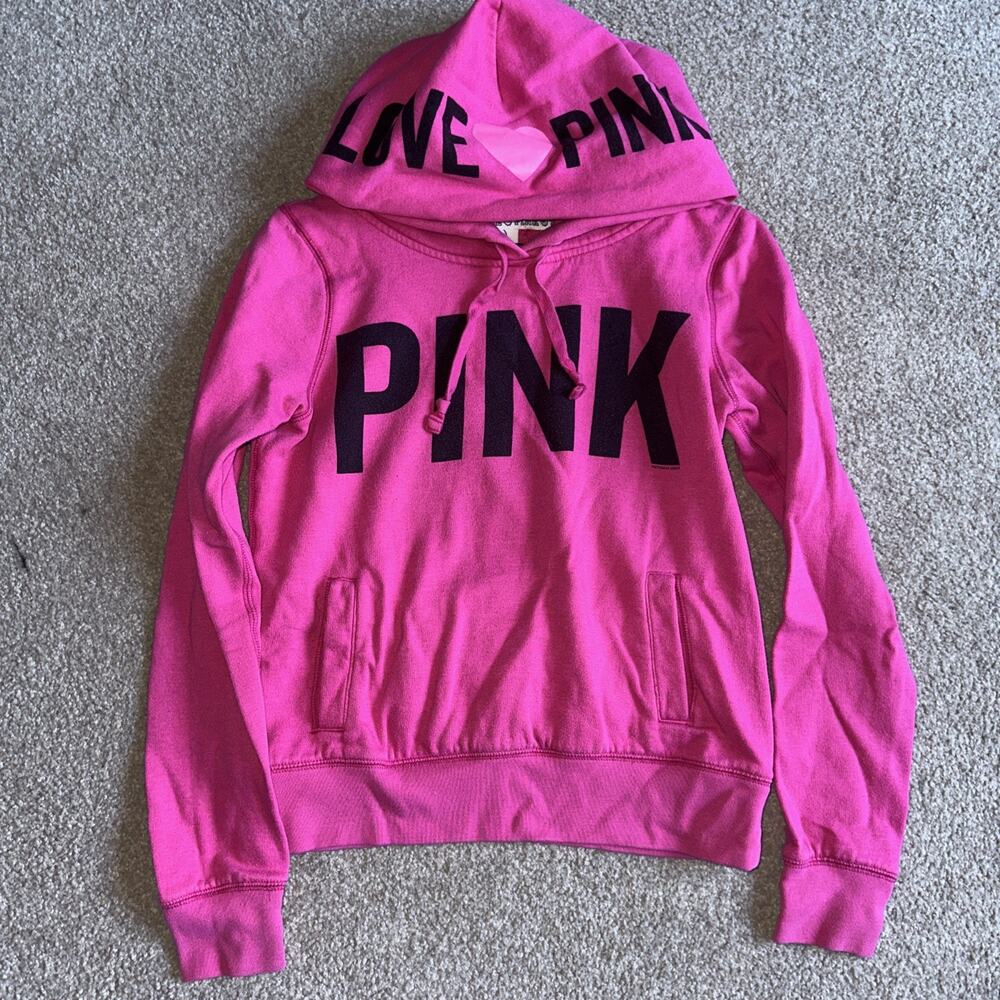 Vintage - Victoria's Secret PINK Love Pink Hoodie w/Kangaroo Pockets - S